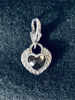 Judith Ripka Silver Heart Pendant with Smoky Crystal